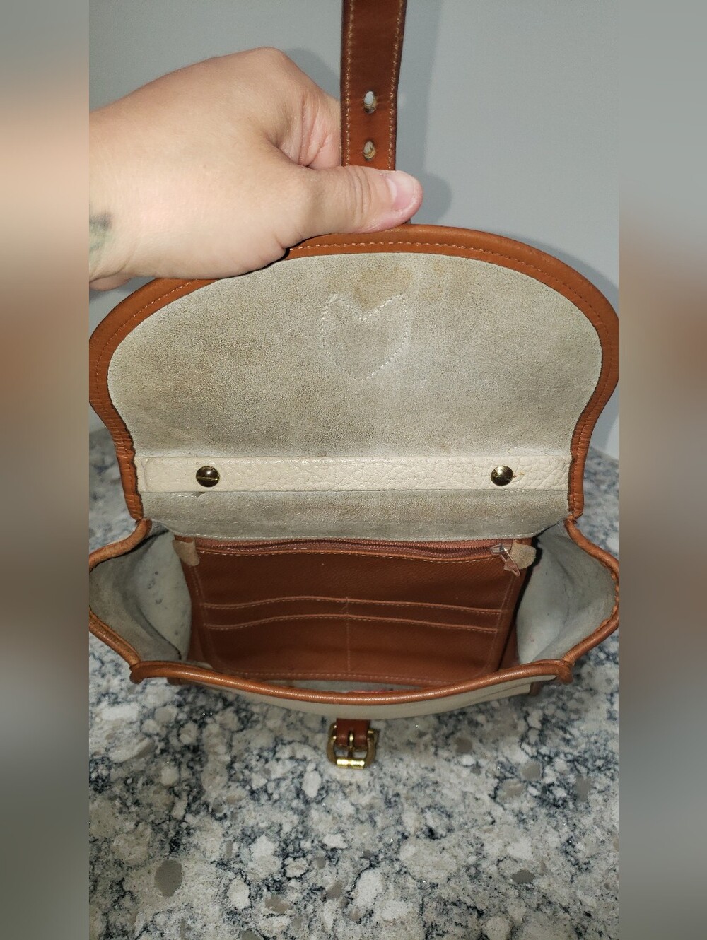 Vintage 1990s Dooney & Bourke Small All-Weather Leather Carpet Bag - Picture 9 of 16